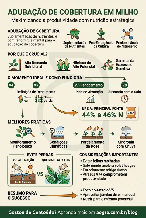 Infográfico educativo sobre Adubação De Cobertura Em Milho