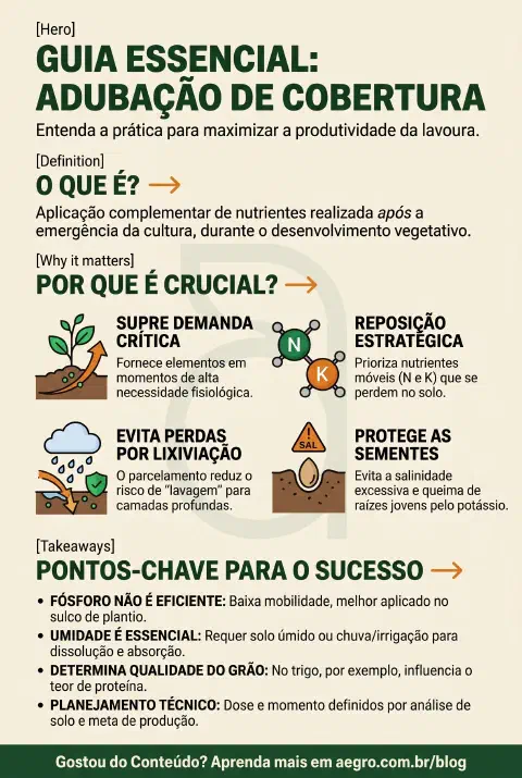 Infográfico educativo sobre Adubação De Cobertura