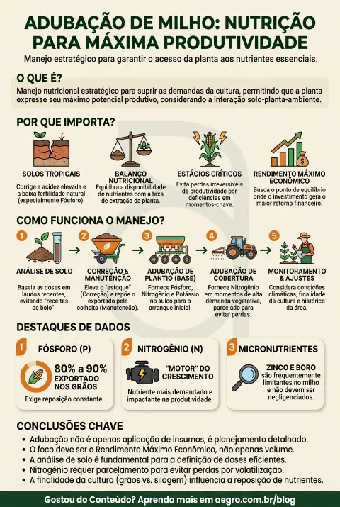 Infográfico educativo sobre Adubação De Milho