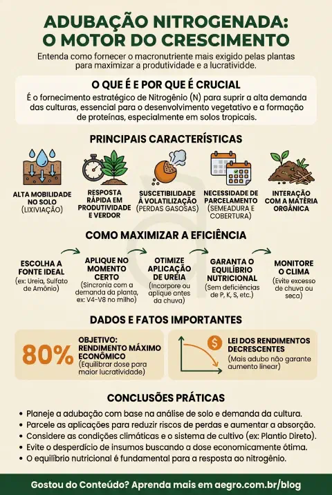 Infográfico educativo sobre Adubação De Nitrogênio