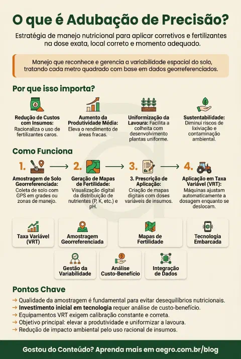 Infográfico educativo sobre Adubação De Precisão