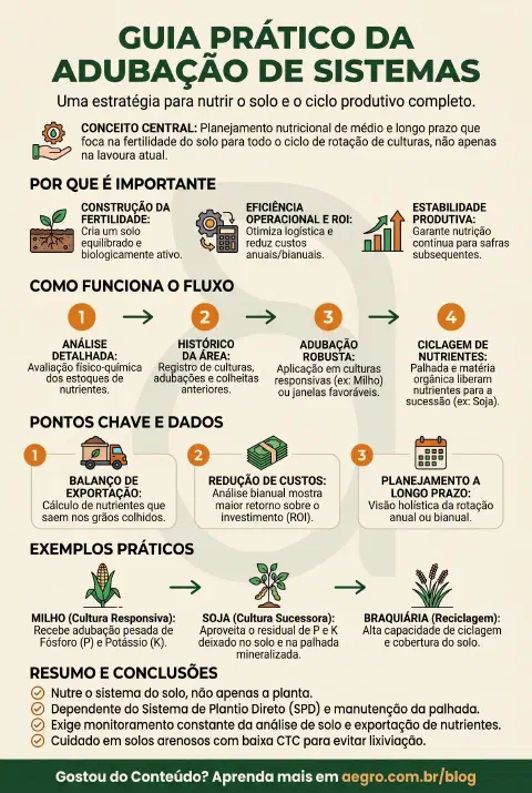 Infográfico educativo sobre Adubação De Sistemas