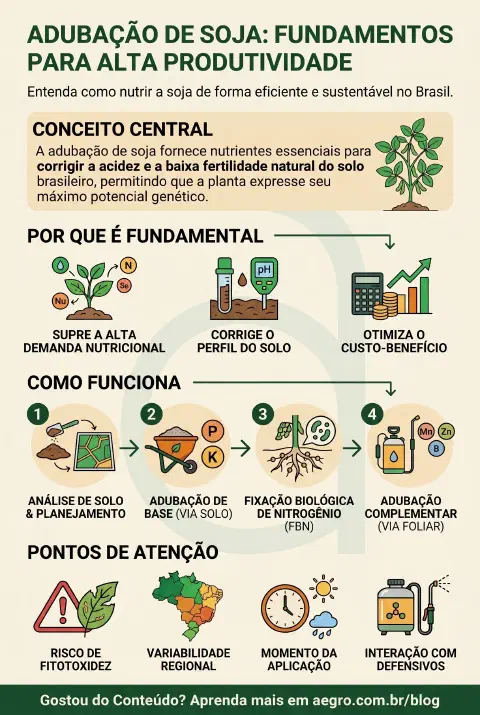Infográfico educativo sobre Adubação De Soja