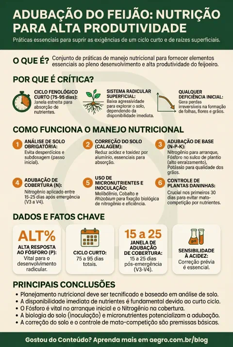 Infográfico educativo sobre Adubacao Do Feijao