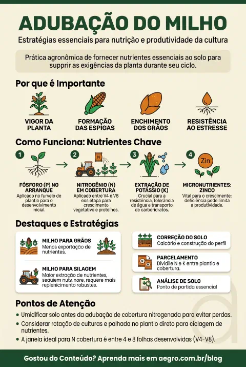 Infográfico educativo sobre Adubacao Do Milho