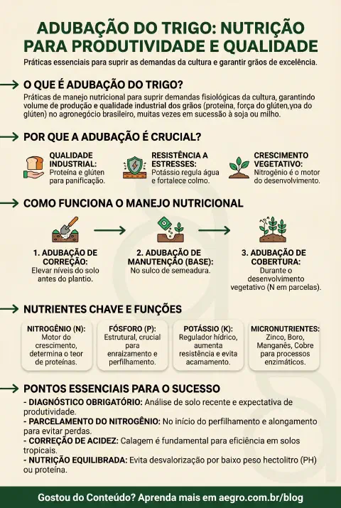 Infográfico educativo sobre Adubação Do Trigo