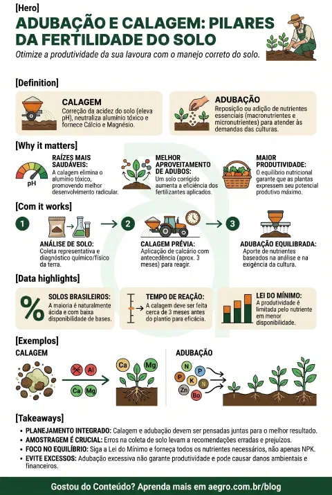 Infográfico educativo sobre Adubação E Calagem