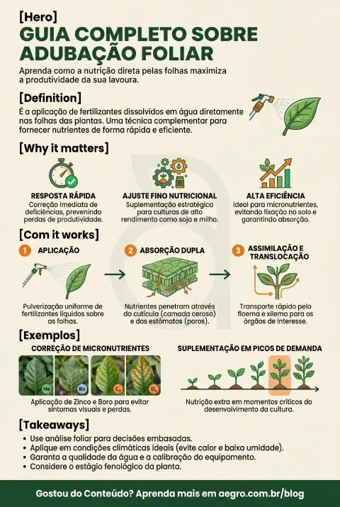 Infográfico educativo sobre Adubação Foliar