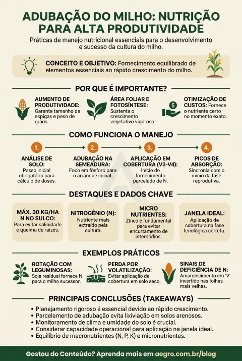 Infográfico educativo sobre Adubacao Milho