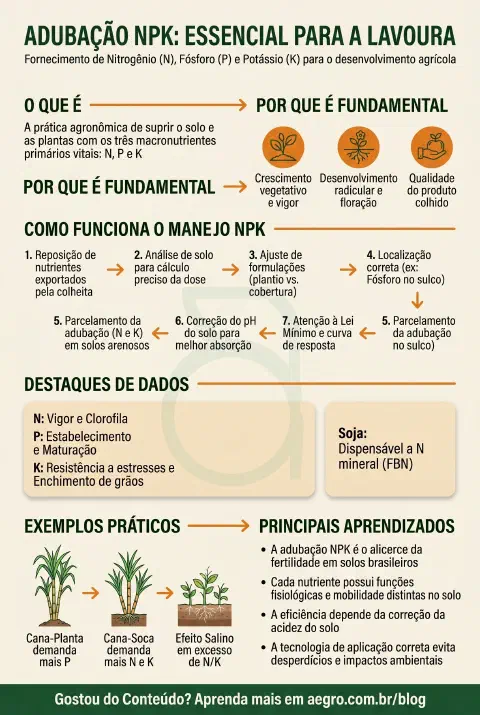 Infográfico educativo sobre Adubação Npk