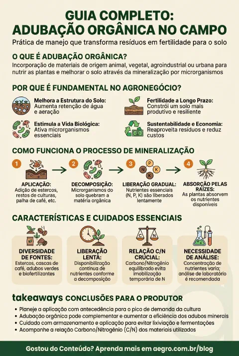 Infográfico educativo sobre Adubação Orgânica