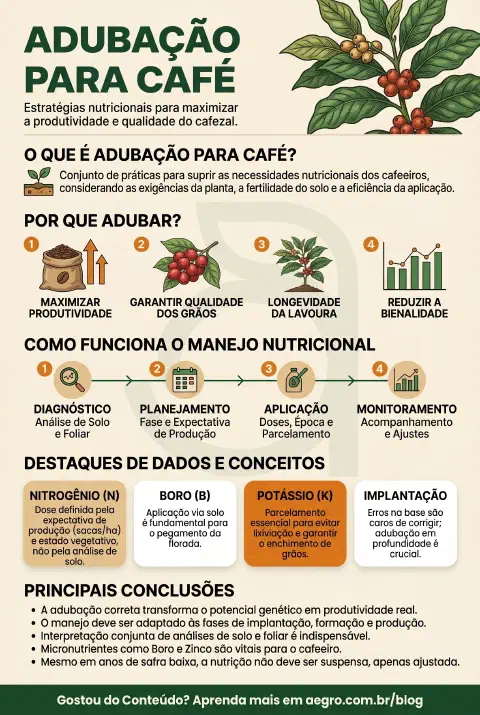 Infográfico educativo sobre Adubacao Para Cafe