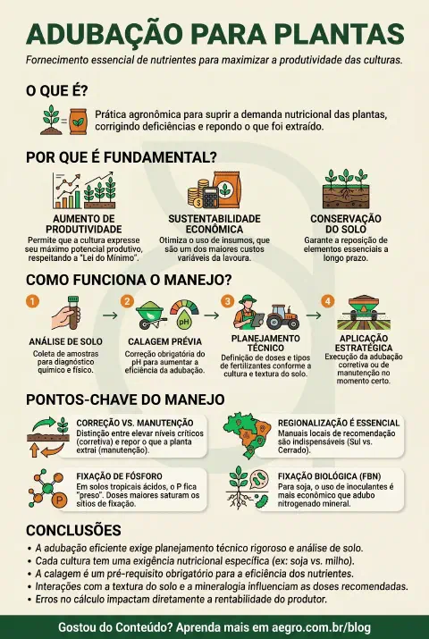 Infográfico educativo sobre Adubacao Para Plantas