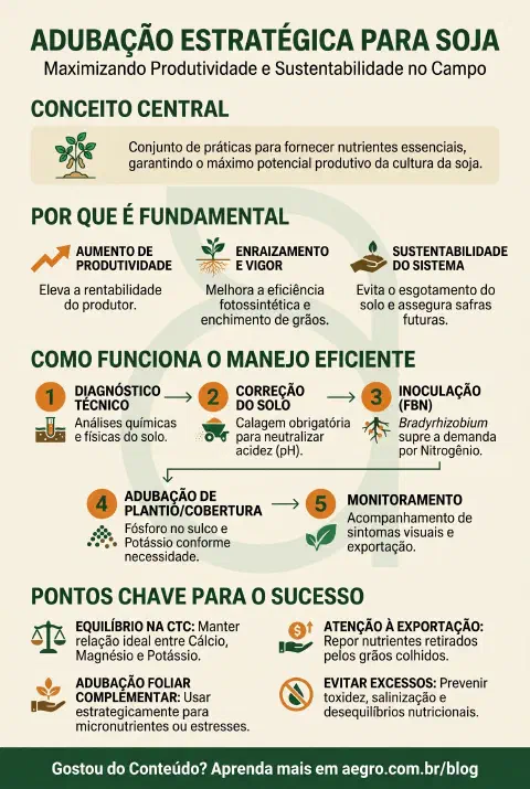 Infográfico educativo sobre Adubacao Para Soja
