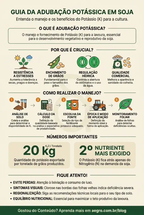 Infográfico educativo sobre Adubação Potássica Em Soja