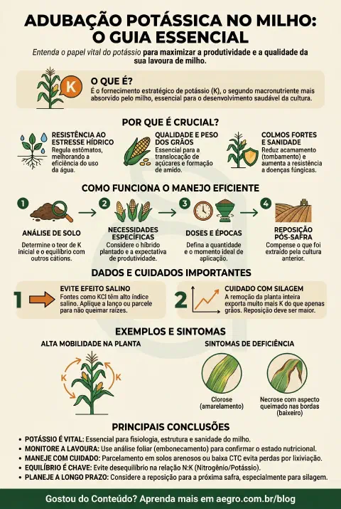 Infográfico educativo sobre Adubação Potássica Milho