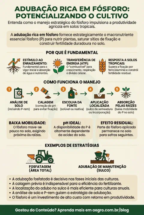 Infográfico educativo sobre Adubacao Rica Em Fosforo