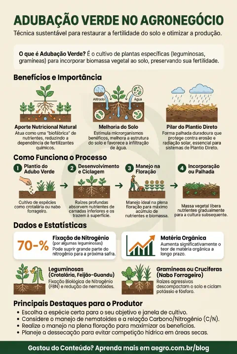 Infográfico educativo sobre Adubacao Verde O Que E