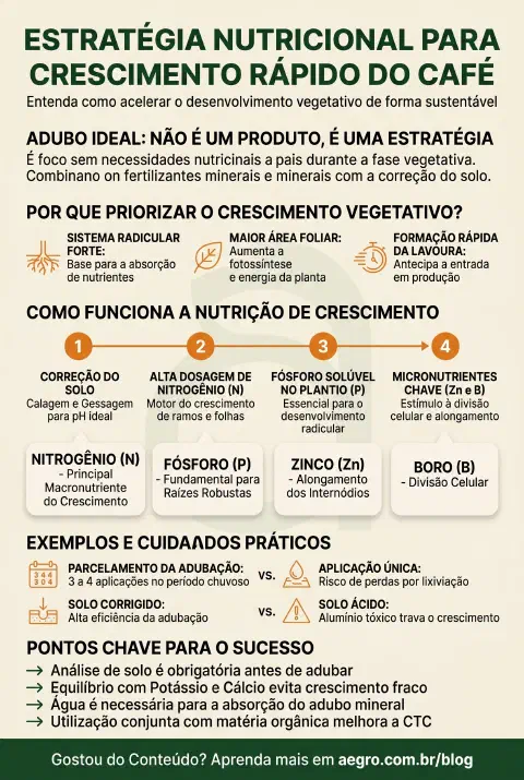 Infográfico educativo sobre Adubo De Caf Ideal Para Crescer Mais Rapido