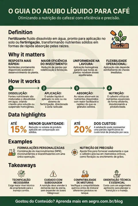 Infográfico educativo sobre Adubo Líquido Para Café