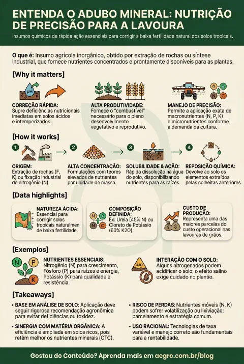 Infográfico educativo sobre Adubo Mineral