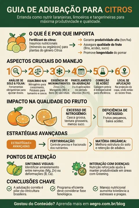 Infográfico educativo sobre Adubo Para Frutas Citricas