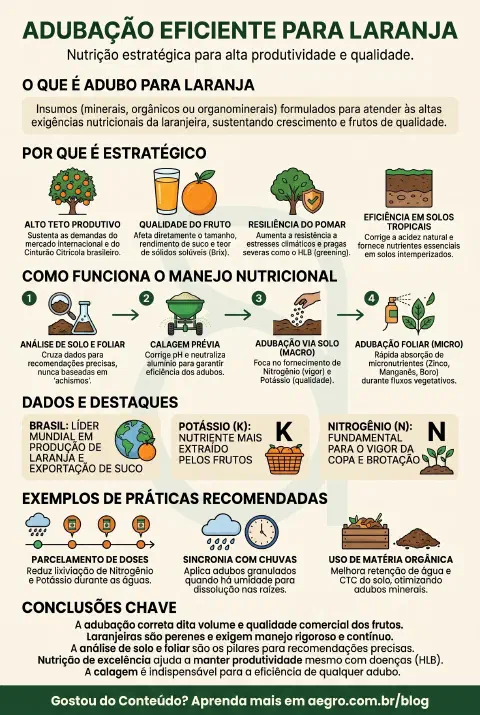Infográfico educativo sobre Adubo Para Laranja