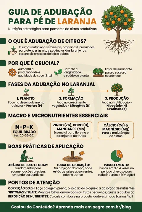 Infográfico educativo sobre Adubo Para Pe De Laranja