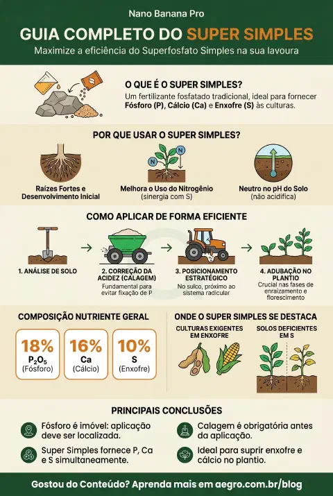 Infográfico educativo sobre Adubo Super Simples Como Aplicar