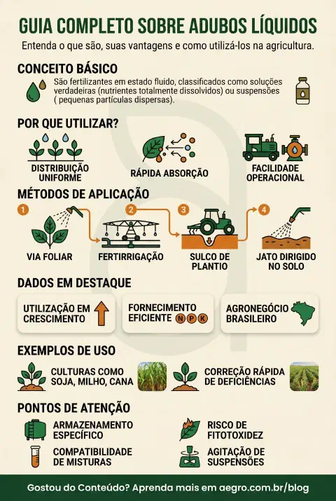 Infográfico educativo sobre Adubos Liquidos