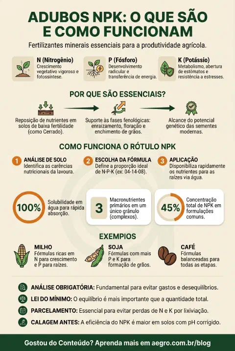 Infográfico educativo sobre Adubos Npk