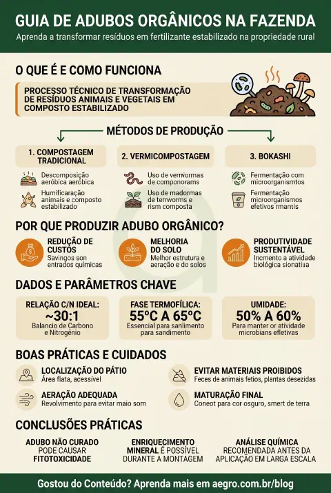 Infográfico educativo sobre Adubos Organicos Como Fazer