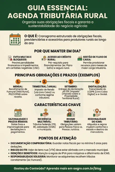 Infográfico educativo sobre Agenda Tributária Rural