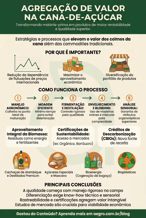 Infográfico educativo sobre Agregação De Valor Cana De Açúcar