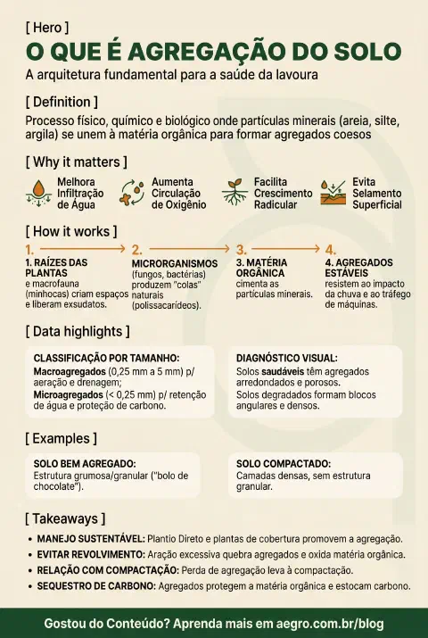 Infográfico educativo sobre Agregação Do Solo