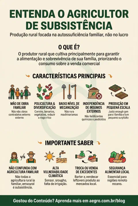 Infográfico educativo sobre Agricultor De Subsistencia