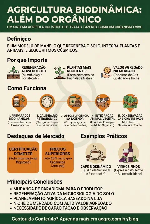 Infográfico educativo sobre Agricultura Biodinâmica