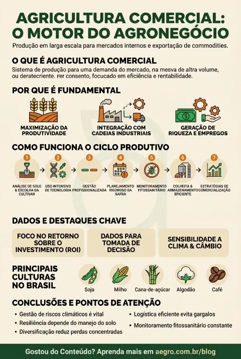Infográfico educativo sobre Agricultura Comercial