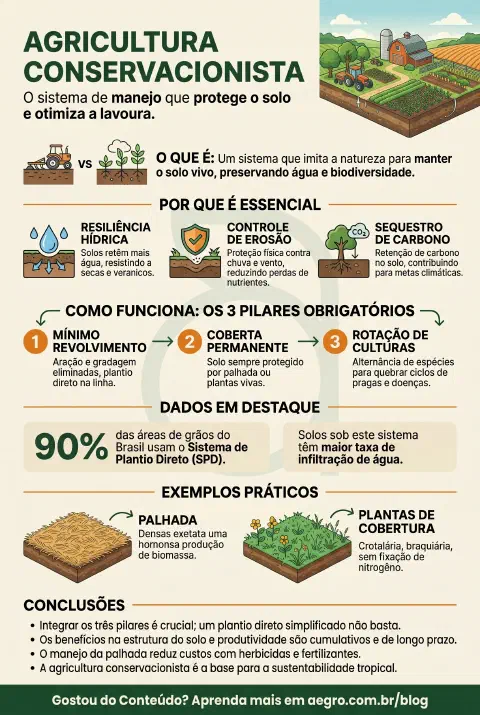 Infográfico educativo sobre Agricultura Conservacionista