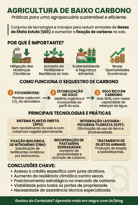 Infográfico educativo sobre Agricultura De Baixo Carbono