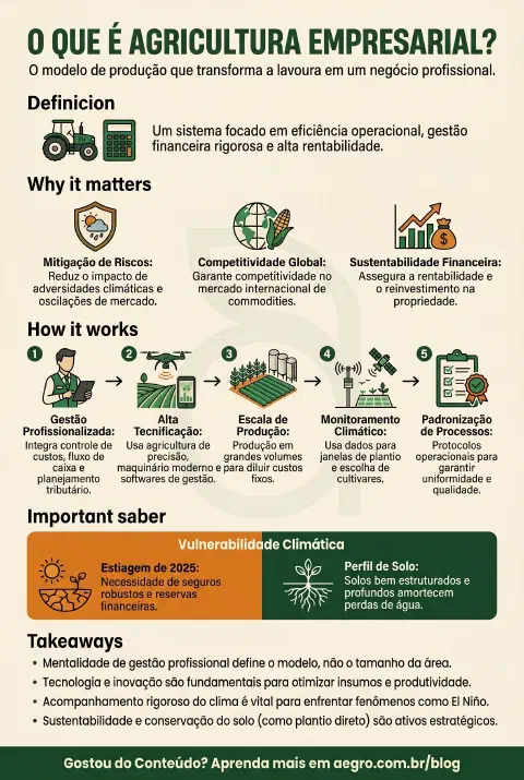 Infográfico educativo sobre Agricultura Empresarial