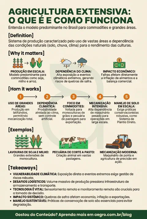 Infográfico educativo sobre Agricultura Extensiva