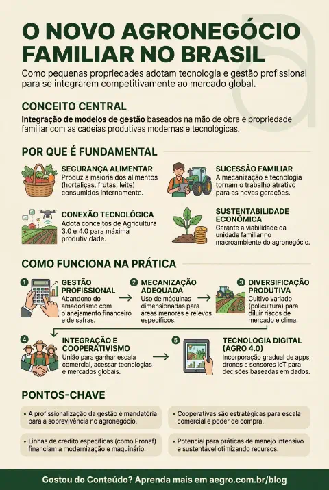 Infográfico educativo sobre Agricultura Familiar E Agronegocio