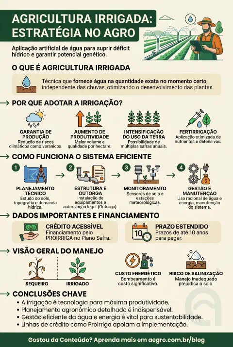 Infográfico educativo sobre Agricultura Irrigada