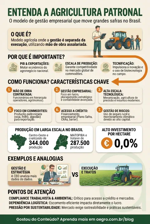 Infográfico educativo sobre Agricultura Patronal