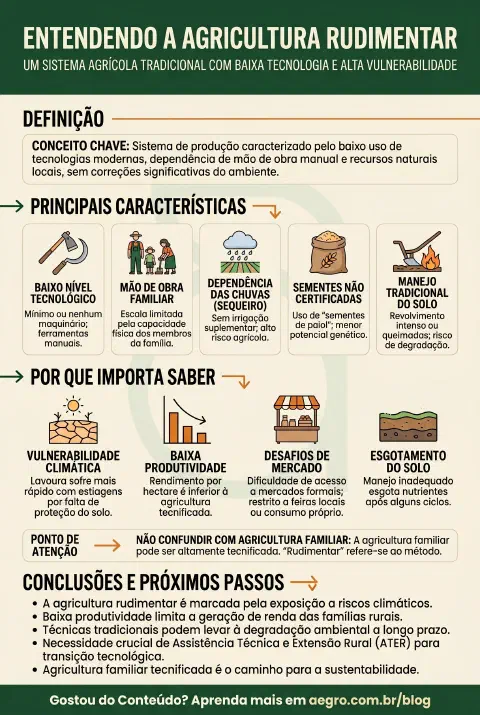 Infográfico educativo sobre Agricultura Rudimentar
