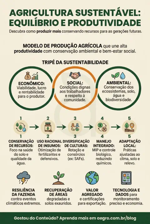 Infográfico educativo sobre Agricultura Sustentável