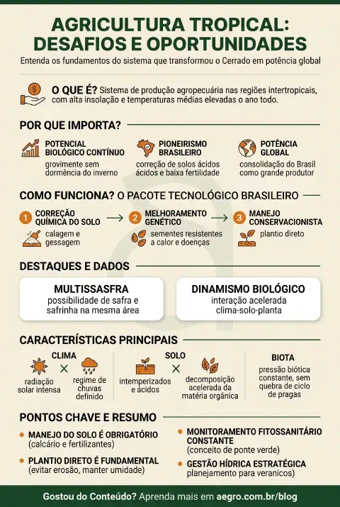 Infográfico educativo sobre Agricultura Tropical