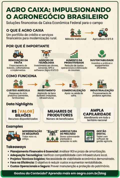 Infográfico educativo sobre Agro Caixa