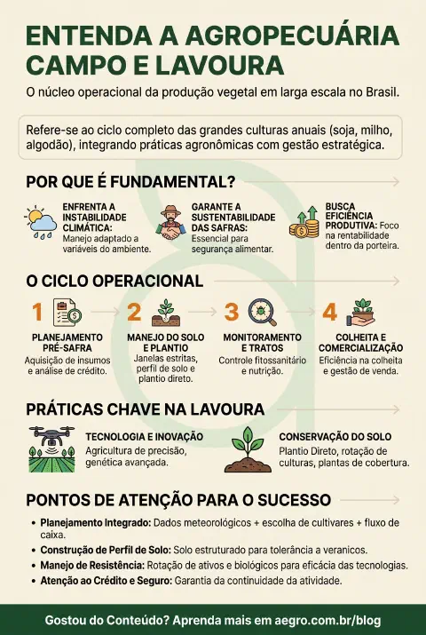 Infográfico educativo sobre Agropecuaria Campo E Lavoura